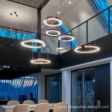 Led Ring Chandelier Modern Stainless Steel Pendant Lamp